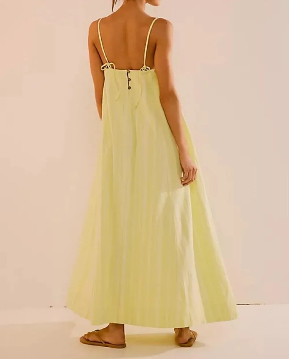 Women Y2K Spaghetti Strap Maxi Dress Boho Flowy Cami Dress Backless Loose Sundress Summer Holiday Beach Dress