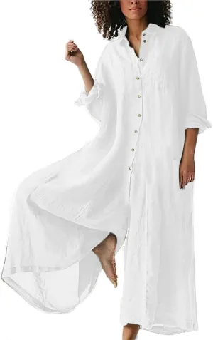 Women's Cotton Linen Jumpsuits, Rompers Casual Summer Long Pants Overalls With Pocket 2024