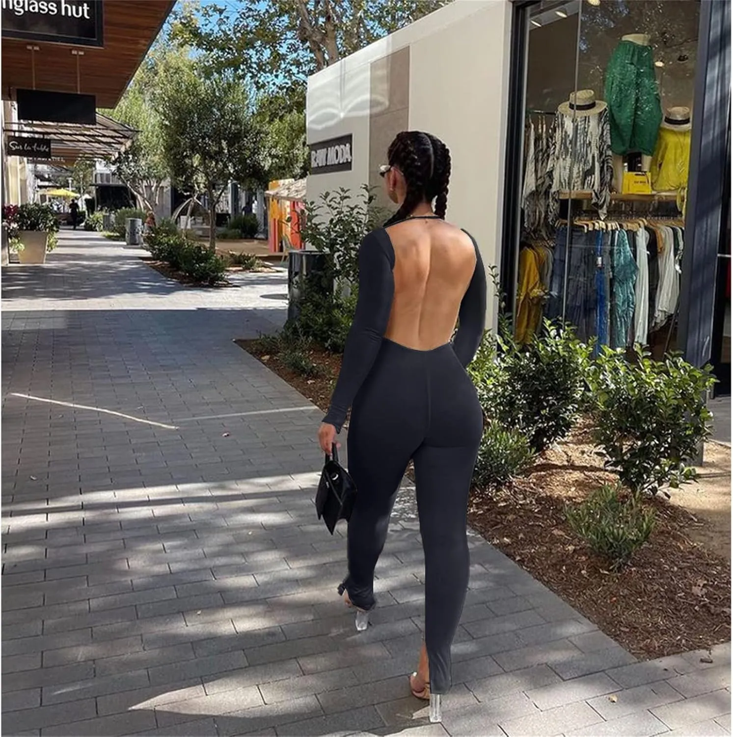 Womens Jumpsuit Long Sleeve One Piece Jumpsuits Leopard Print Sexy Backless Bodycon High Waisted Club Outfits Catsuits