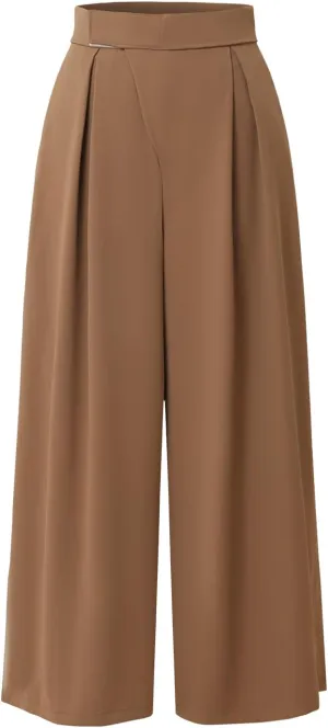 Women's Loose High Waist Wide Leg Pants Casual Business Solid Color Straight Long Trousers