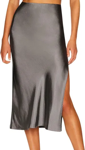 Womens Satin Skirts Casual Silk Midi Skirt High Waisted Long Skirts Elegant Work Skirts Midi Dress for Women
