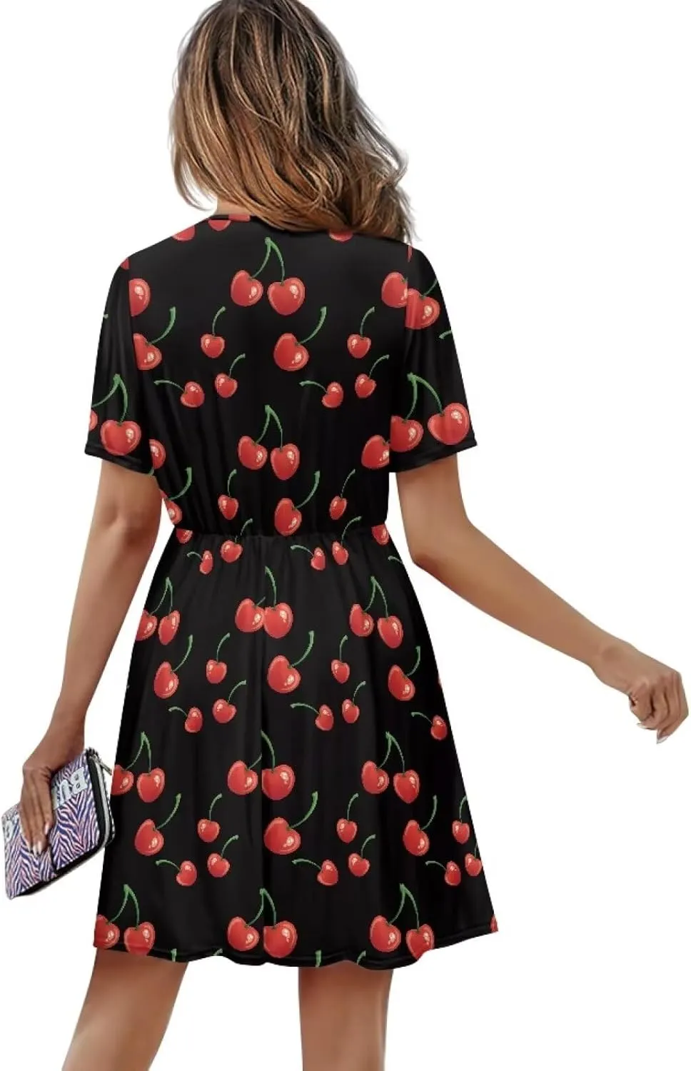 Womens Summer Dresses 2025 Loose V Neck Short Sleeve Sundresses S-2XL