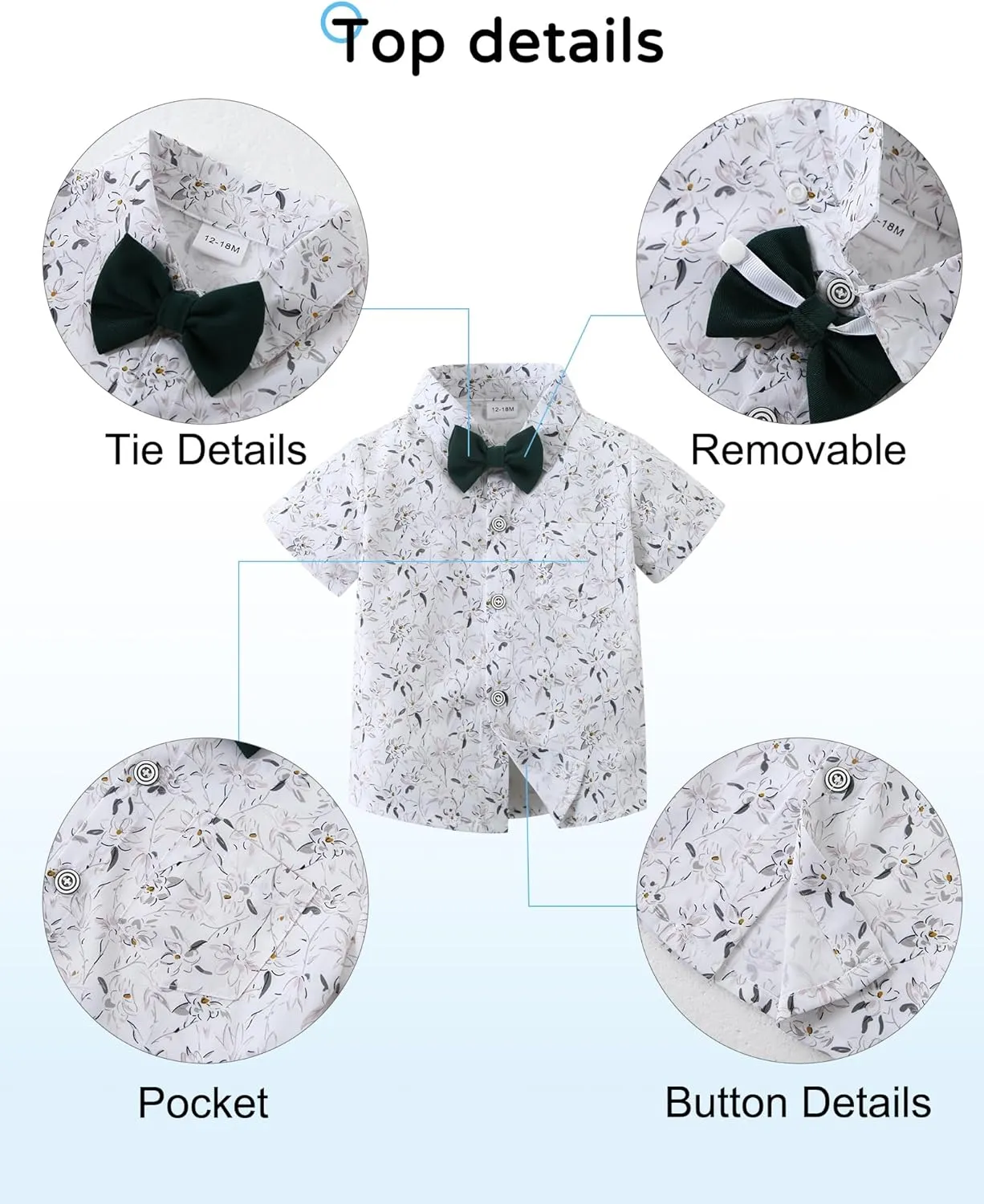 YALLET Toddler Baby Boy Clothes Suit Gentleman Wedding Outfits Formal Dress Shirt Bowtie Suspender Pants