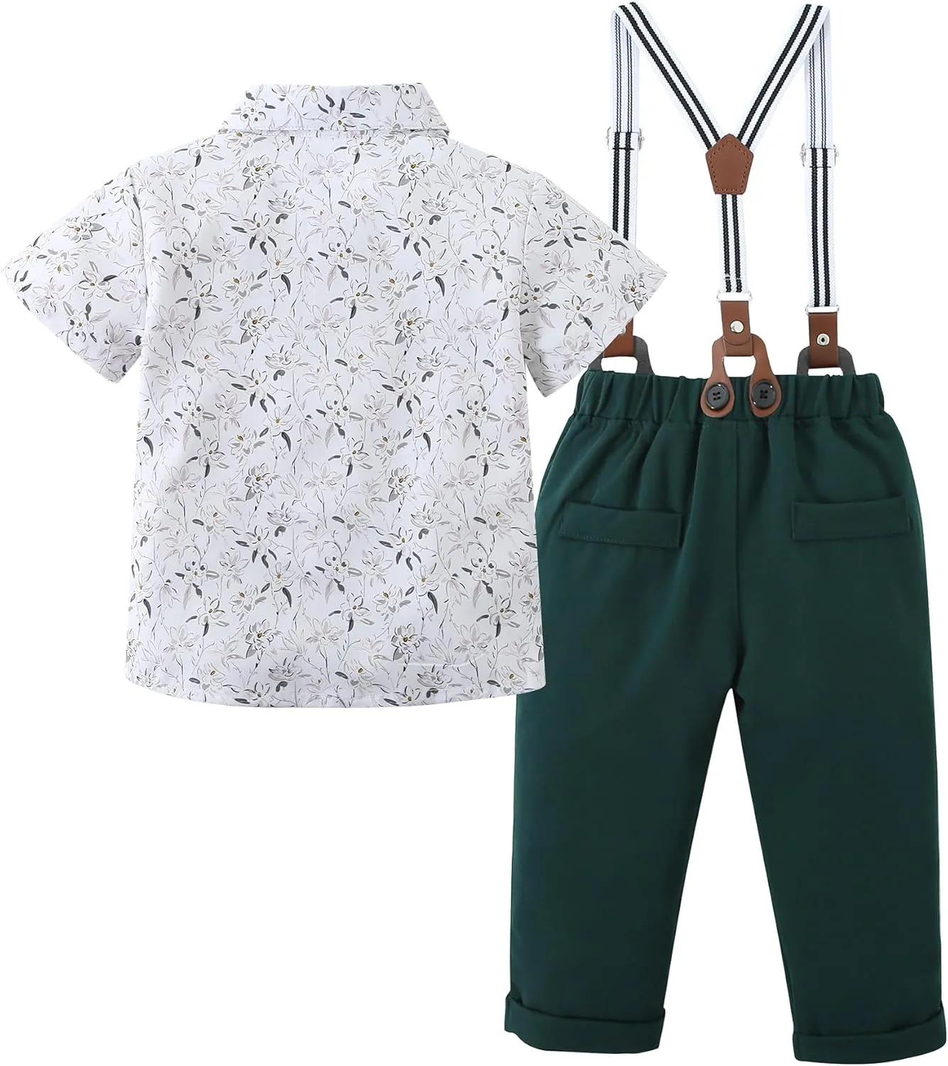 YALLET Toddler Baby Boy Clothes Suit Gentleman Wedding Outfits Formal Dress Shirt Bowtie Suspender Pants