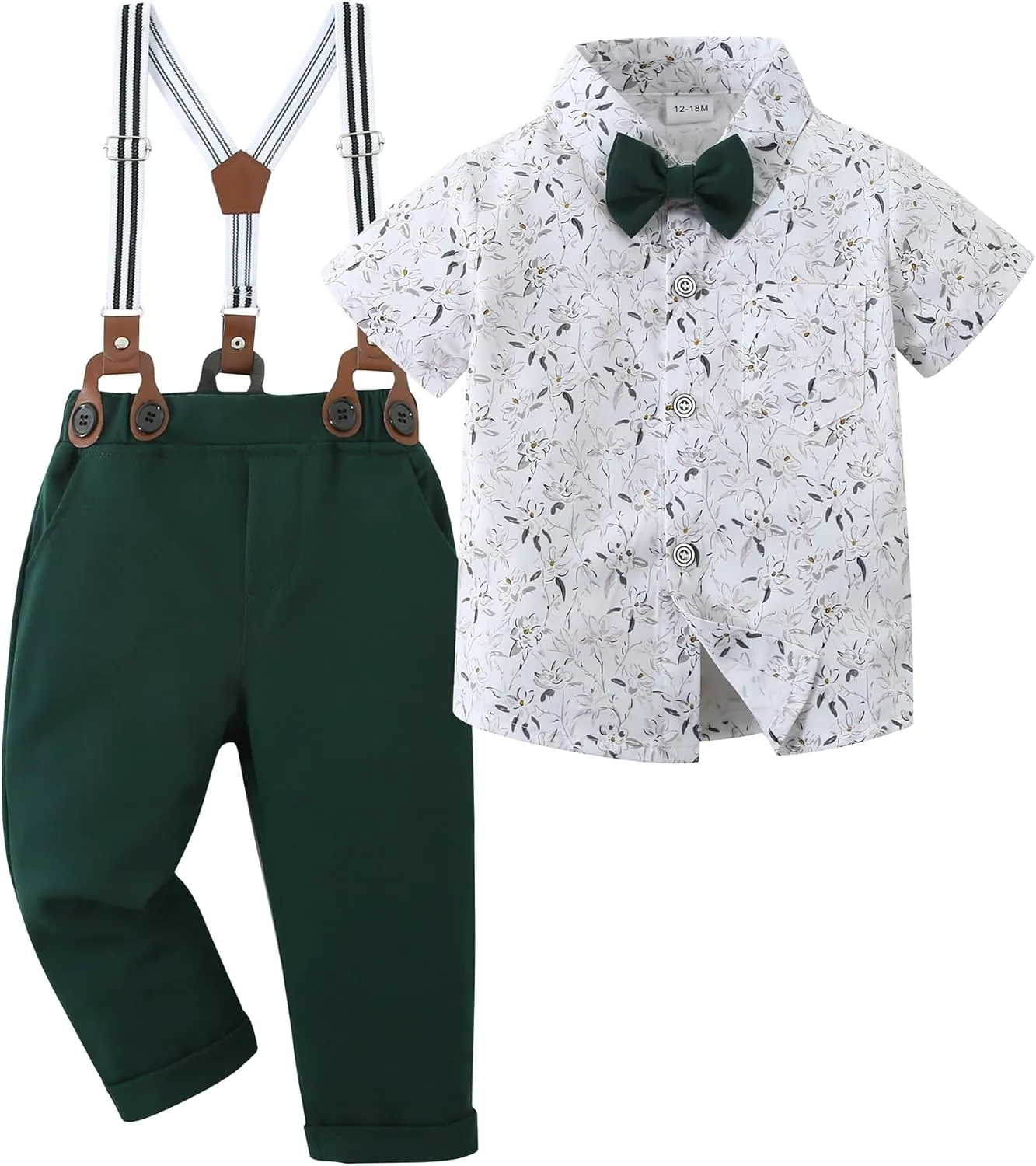 YALLET Toddler Baby Boy Clothes Suit Gentleman Wedding Outfits Formal Dress Shirt Bowtie Suspender Pants