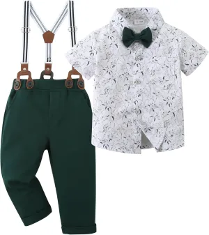 YALLET Toddler Baby Boy Clothes Suit Gentleman Wedding Outfits Formal Dress Shirt Bowtie Suspender Pants