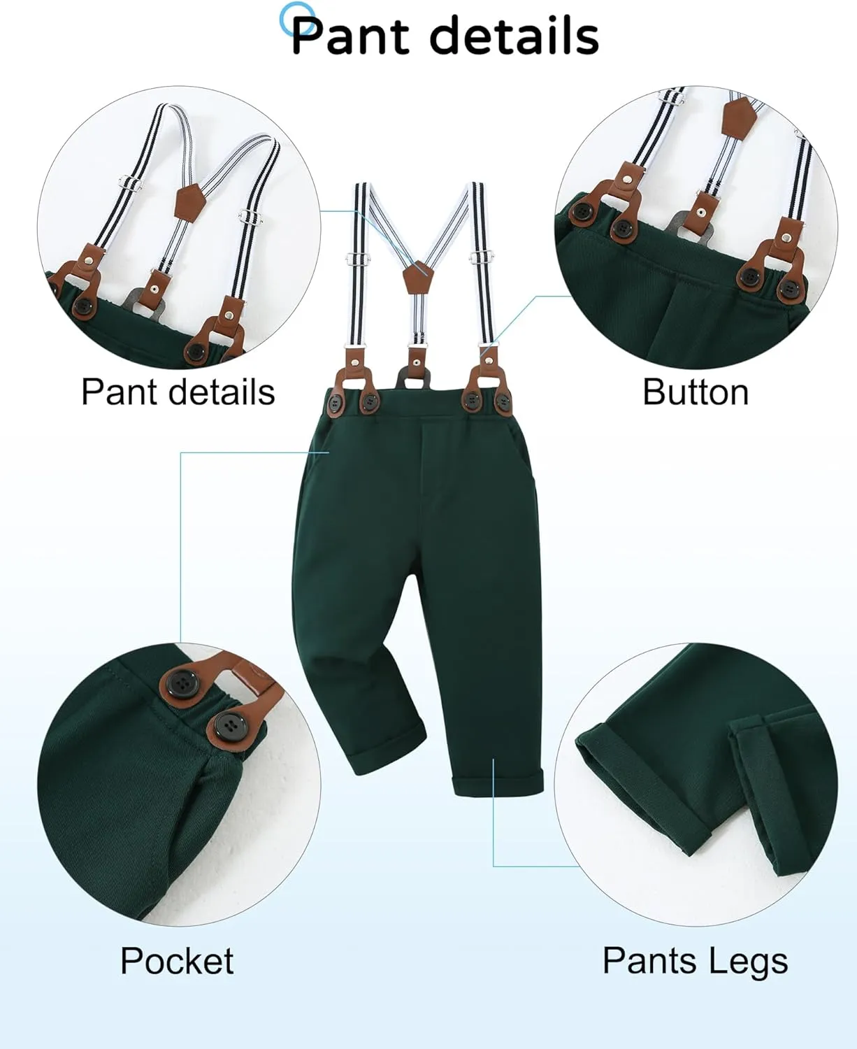 YALLET Toddler Baby Boy Clothes Suit Gentleman Wedding Outfits Formal Dress Shirt Bowtie Suspender Pants